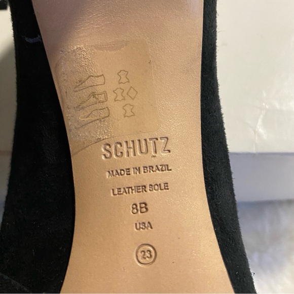 New SCHUTZ Women's Lou Black Suede Pointed Toe High Heel Pumps - Size 8B - Picture 13 of 16
